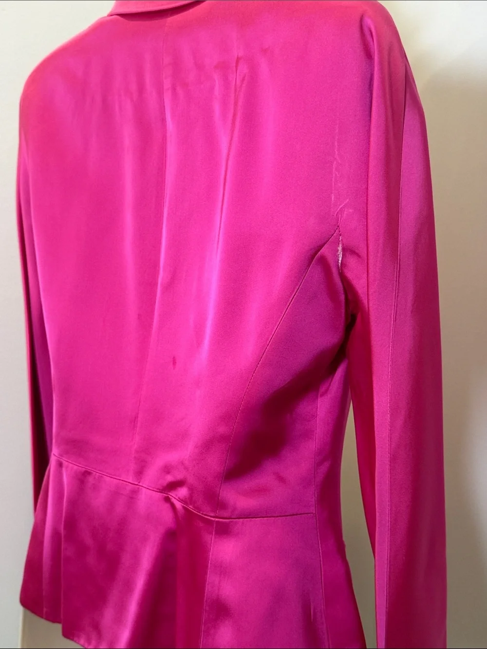 Vintage Christian Dior Hot Pink Satin Single-Button Blazer * read description*